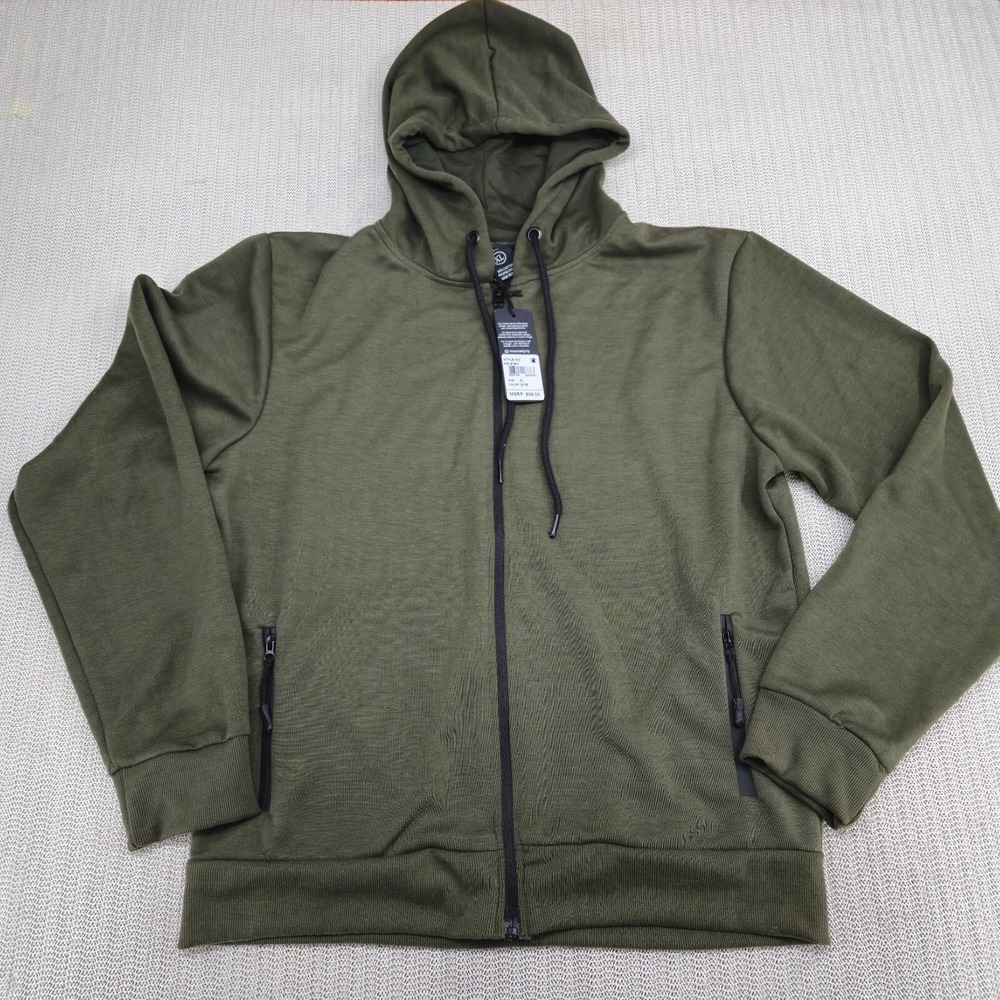 M. Society Hoodie Sweatshirt Mens Extra Large Olive Green Full Zip Pockets Soft